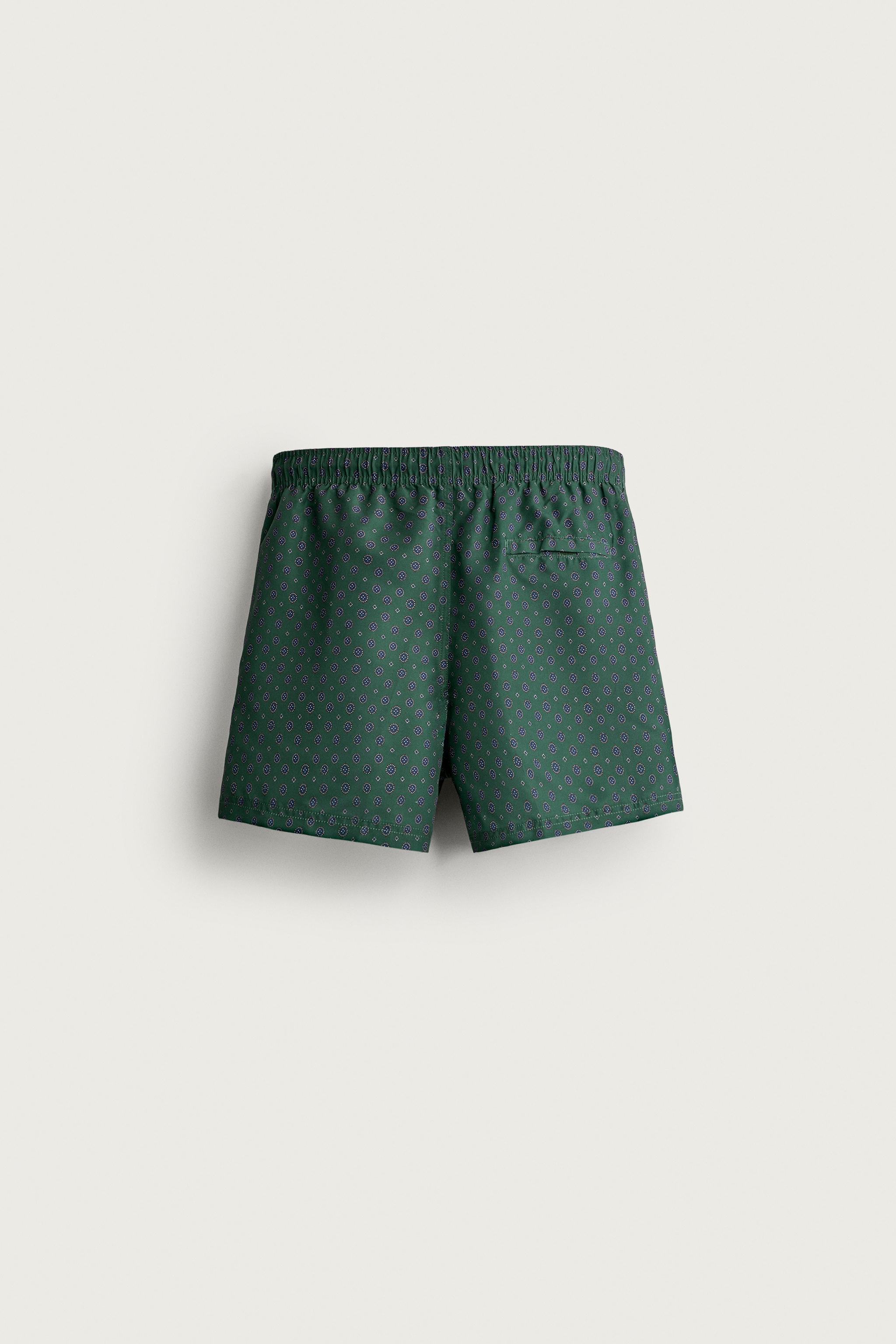 GEOMETRIC PRINT MID-LENGTH SWIM TRUNKS